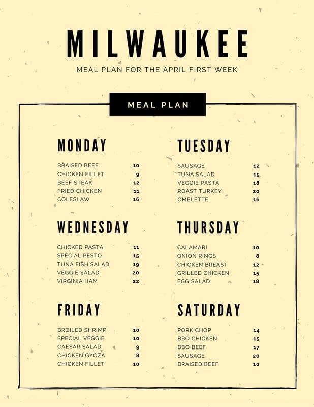 Meal Calendar Template from marketplace.canva.com