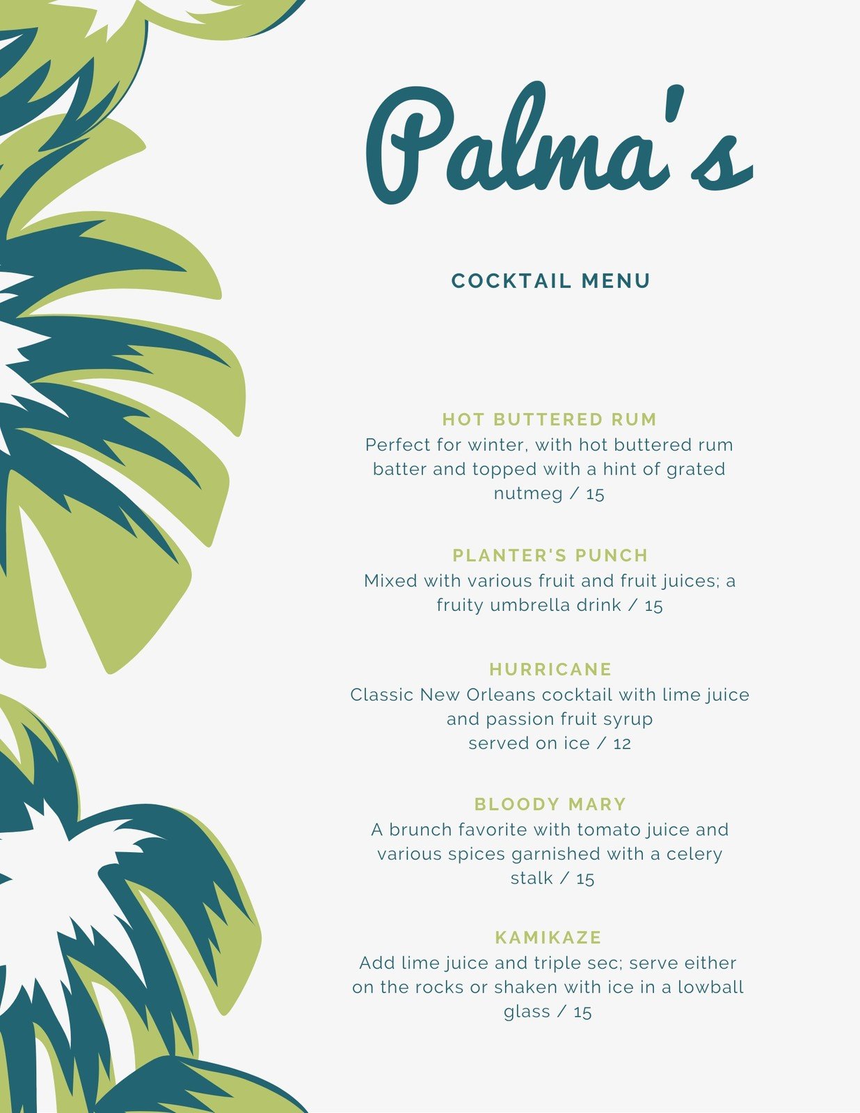 Free printable and customizable cocktail menu templates  Canva With Regard To Cocktail Menu Template Word Free