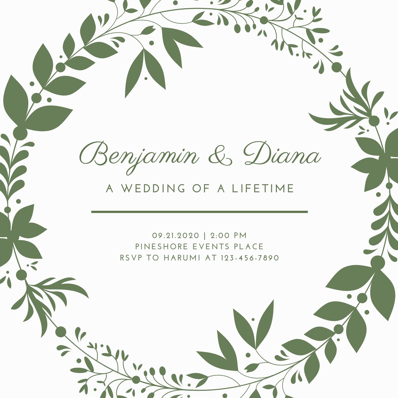 Elegant Wreath Wedding Invitations