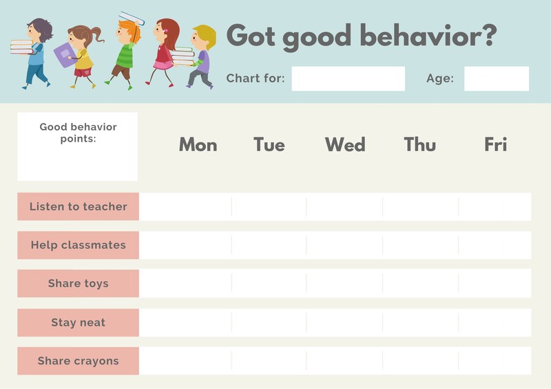 Reward Charts For Preschoolers Behavior