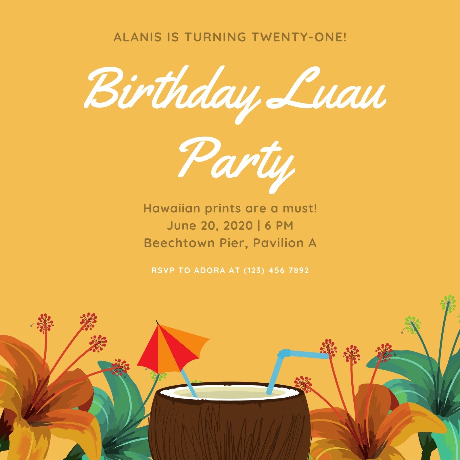 Free, printable and customizable luau invitation templates Canva