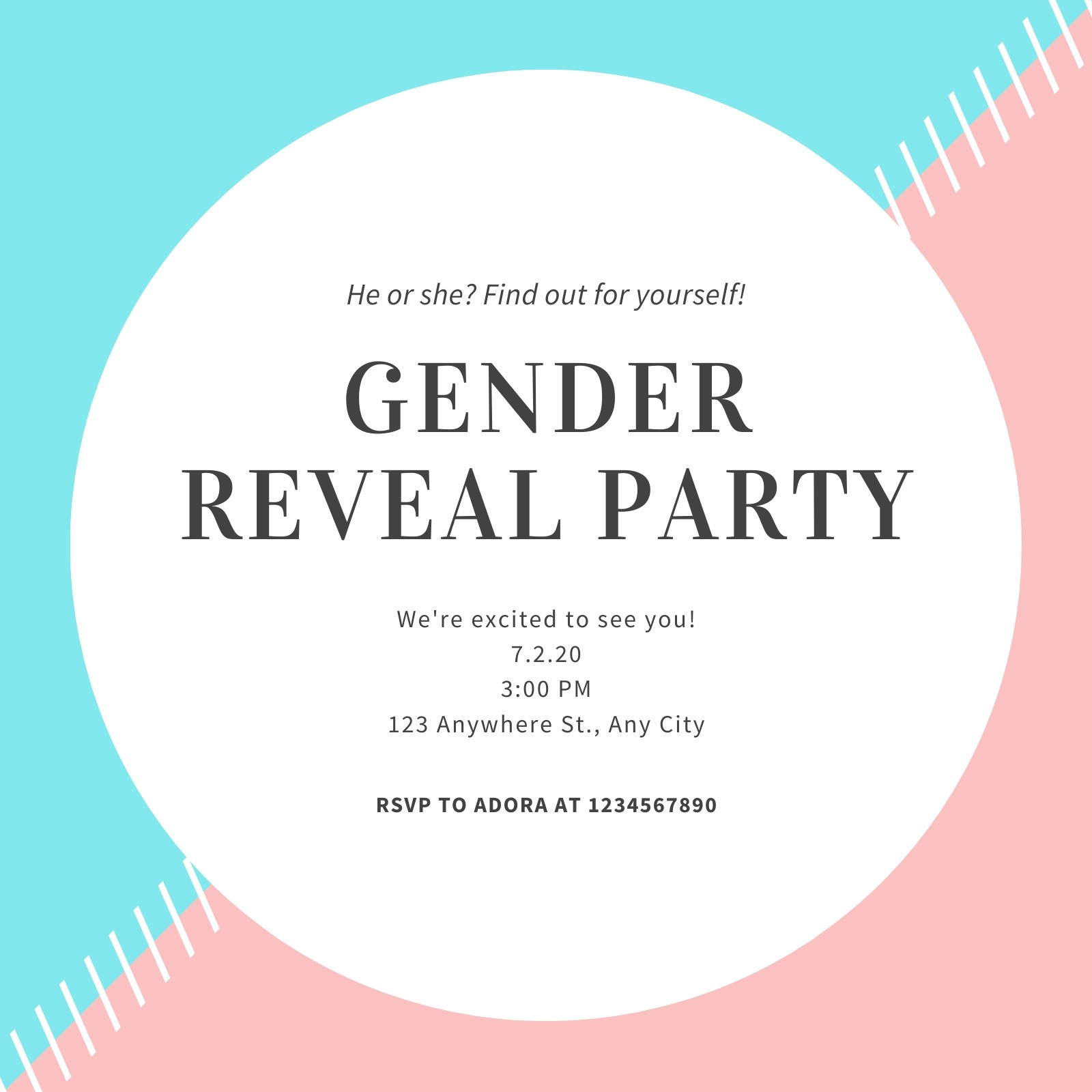Editable Baby Reveal Invite Template Gender Reveal Printable Gender
