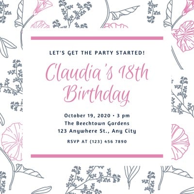 Free Printable 18th Birthday Invitation Templates Canva