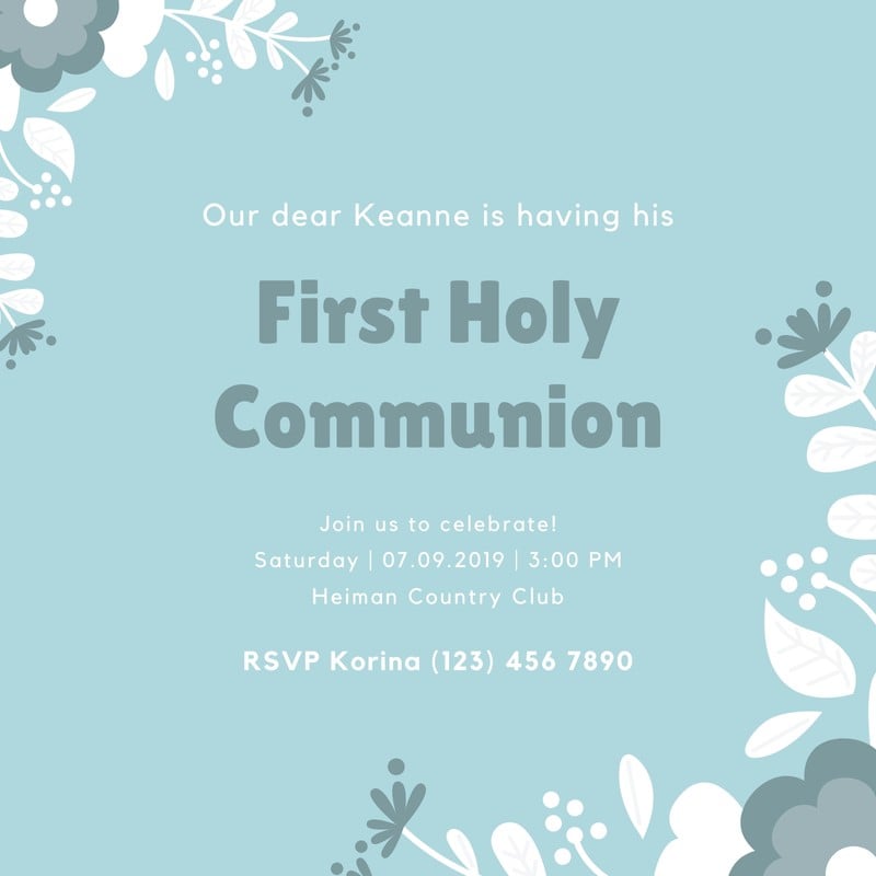 Free custom printable First Communion invitation templates | Canva