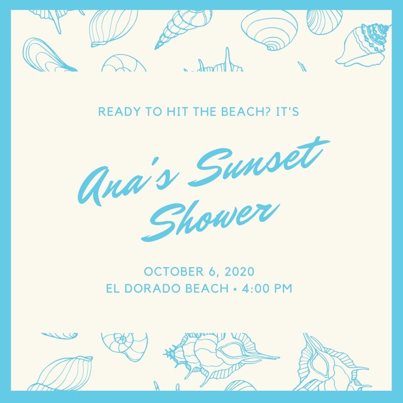 Blue Beach Bridal Shower Invitation Templates By Canva