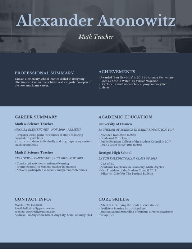 Teacher Resume Examples And Writing Tips