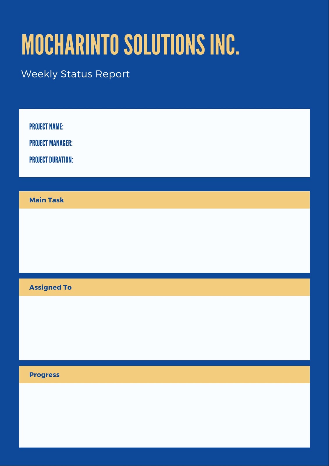 weekly task report template excel
