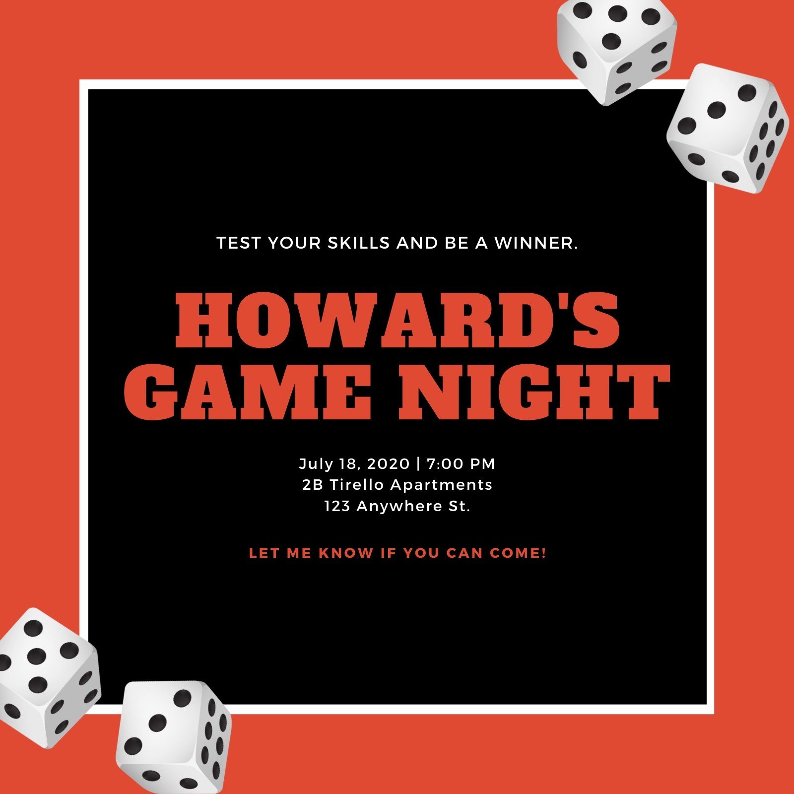 Game Night Invitation Family Game Night Casino Party 