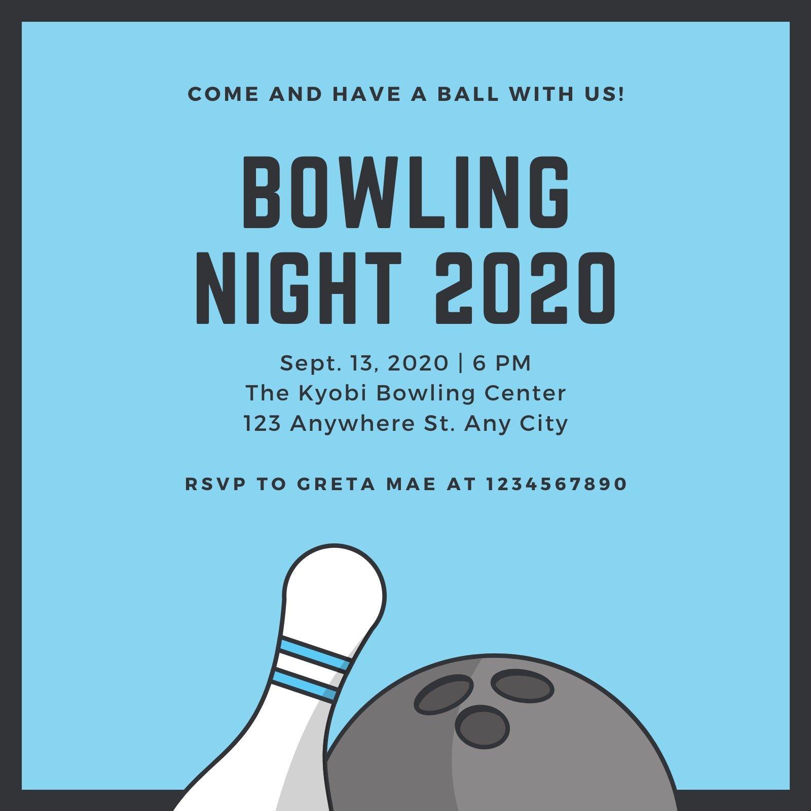 Free Printable Customizable Bowling Invitation Templates Canva