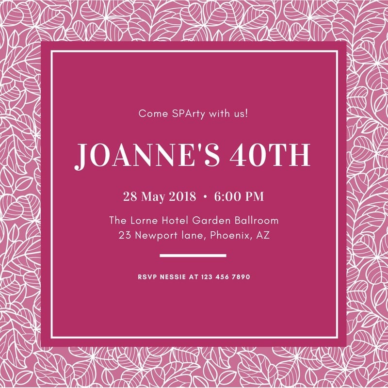 Free 40th birthday invitation templates | Canva