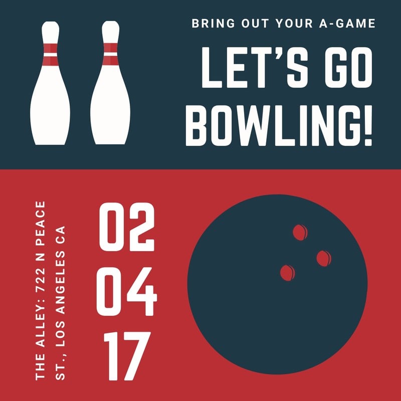Free printable, customizable bowling invitation templates Canva