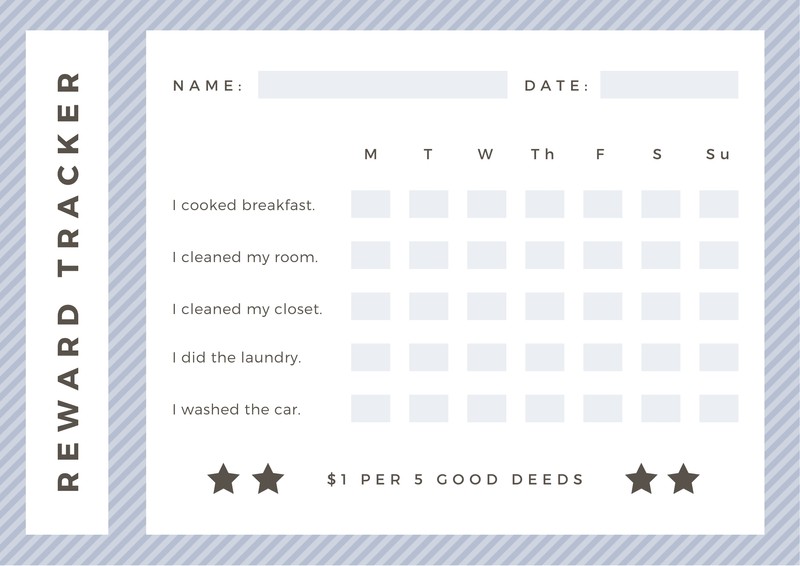 White Brown Grey Teenager Reward Chart - Templates by Canva