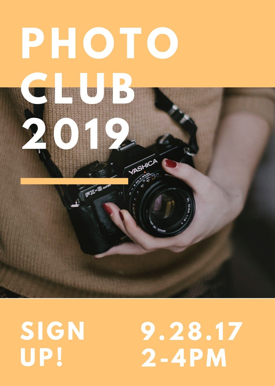 Yellow Camera Club Photo Sign Up Flyer