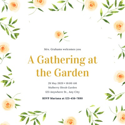 Peach Floral Pattern Garden Party Invitation - Templates by Canva