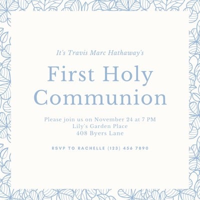 Free custom printable First Communion invitation templates | Canva