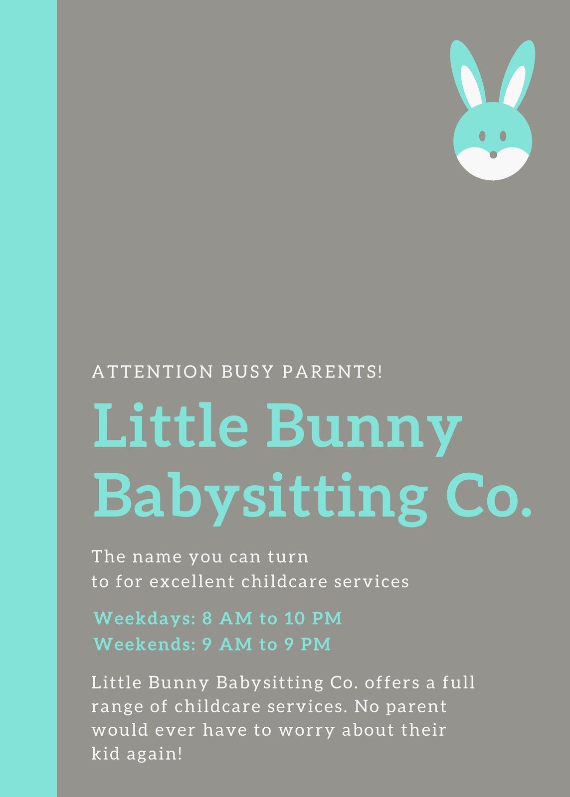 Free custom printable babysitting flyer templates Canva