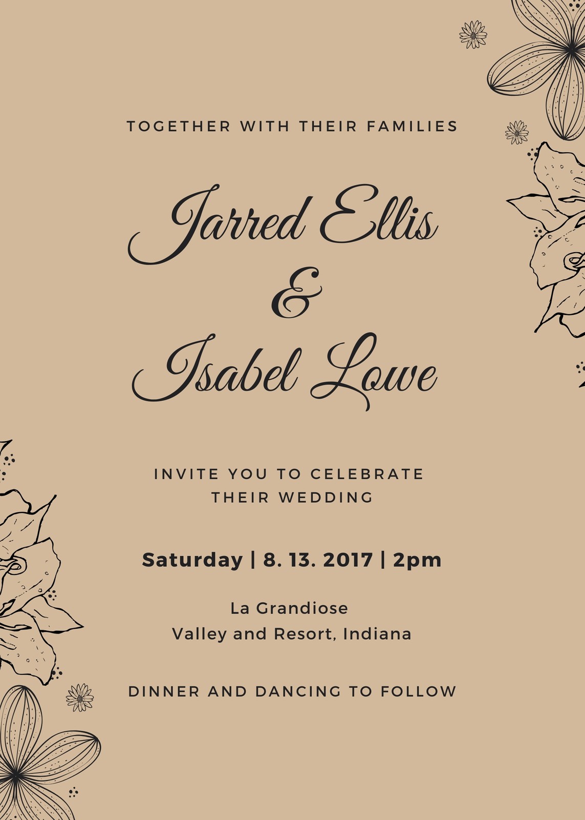 Wedding invitation templates to customize for free  Canva Throughout Invitation Cards Templates For Marriage
