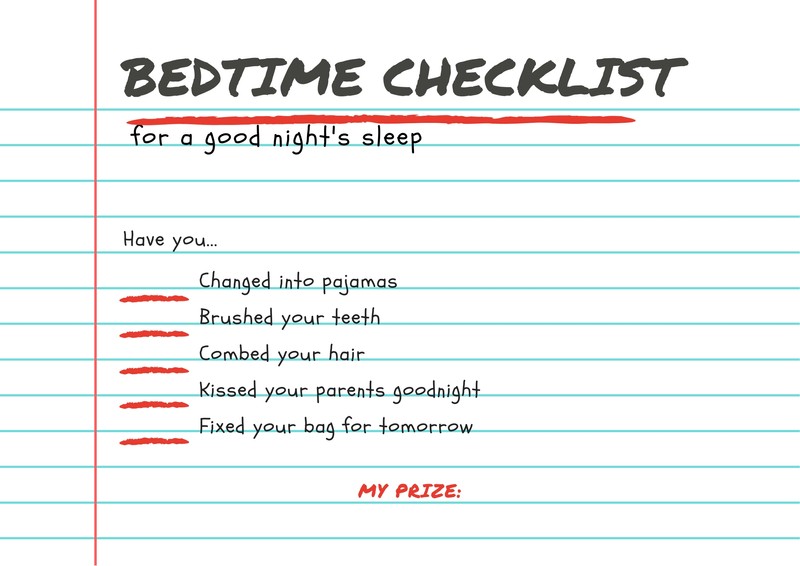 Bedtime Chart For Adults