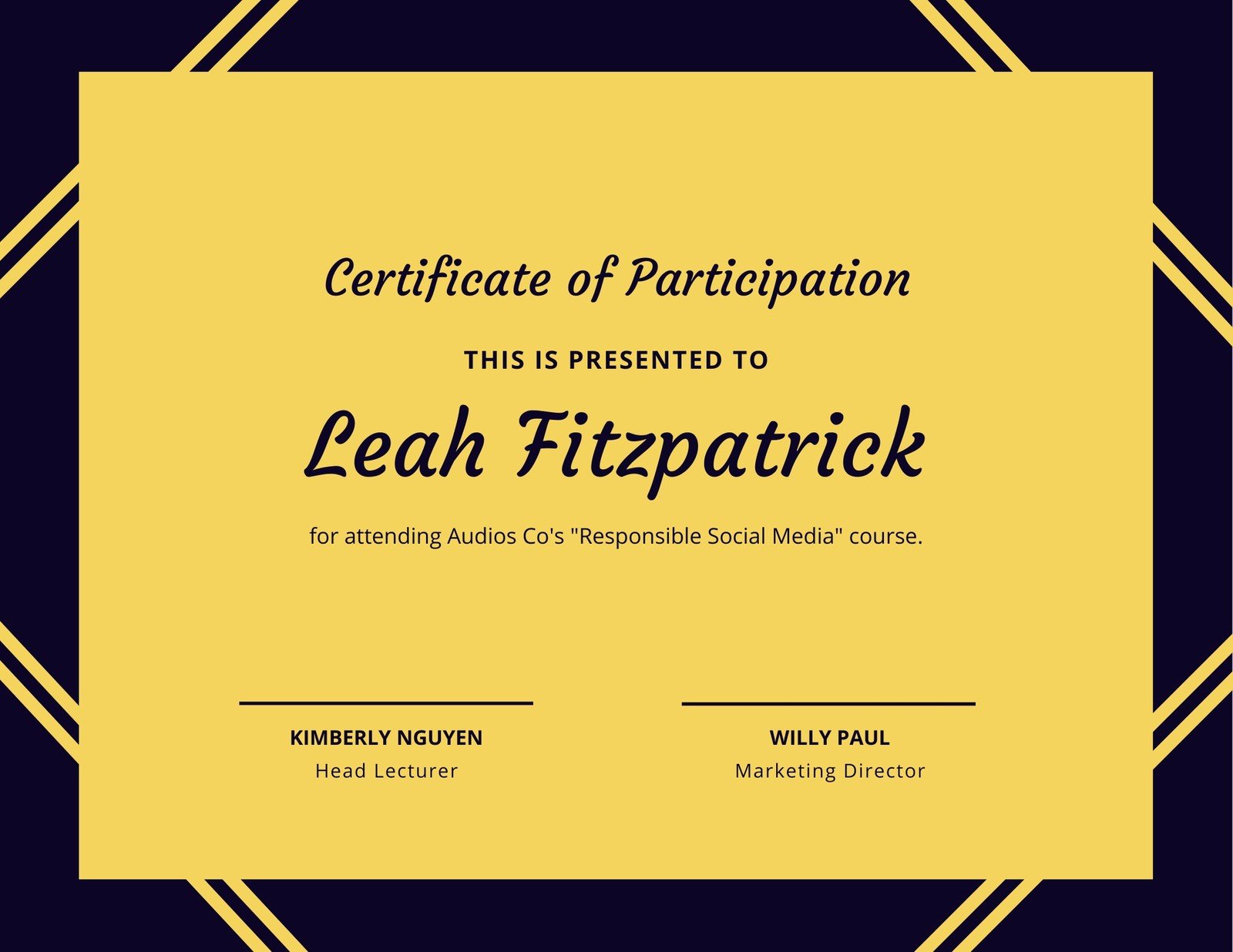 Free, printable custom participation certificate templates