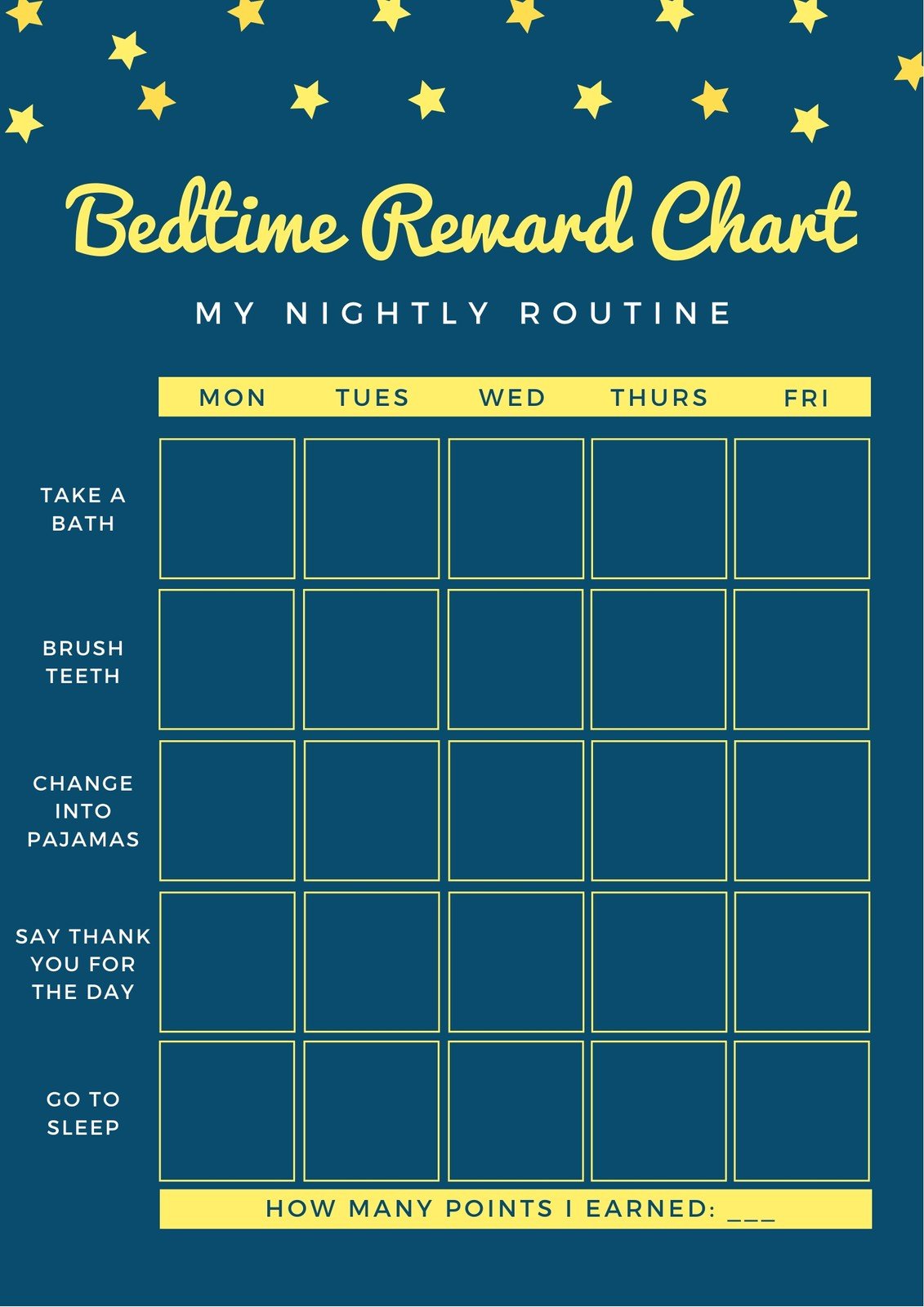 Reward Chart Yellow Banner Template