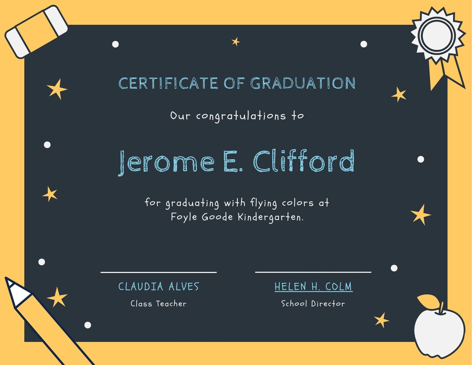yellow and green chalkboard kindergarten diploma certificate templates by canva