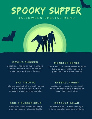 Free, printable, customizable Halloween menu templates | Canva