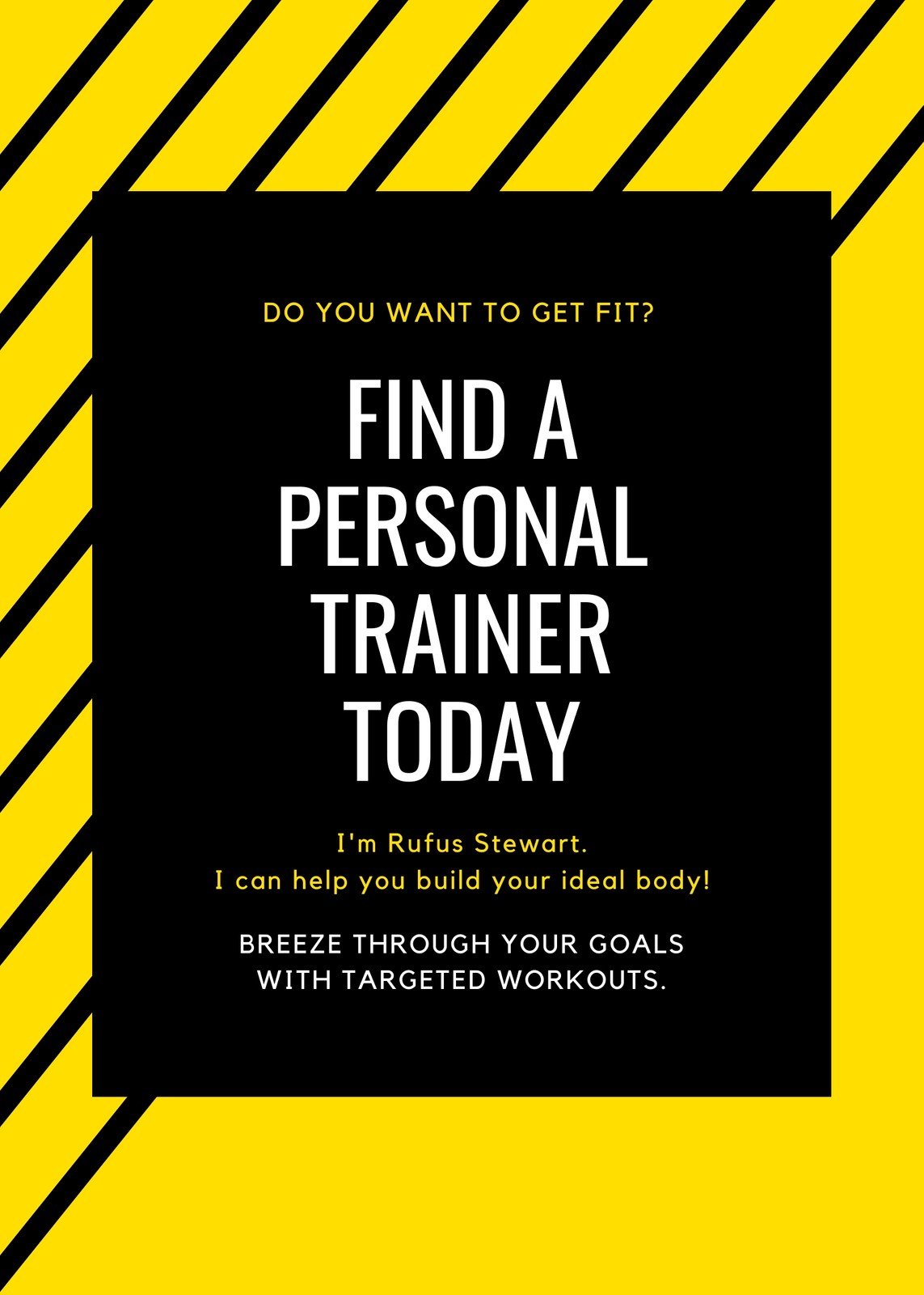 Yellow and Black Lines Personal Trainer Flyer