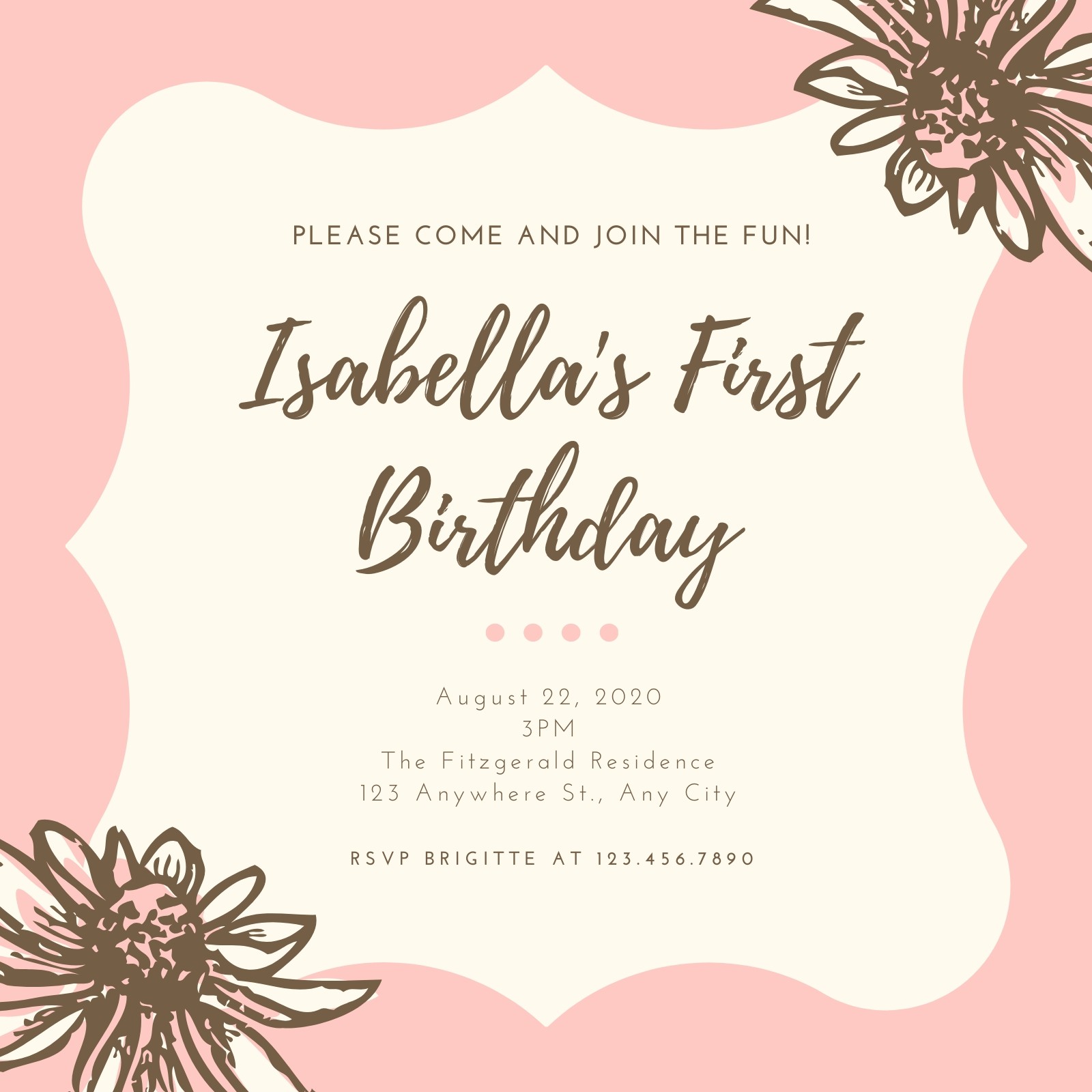 Free, printable, customizable 22st birthday invitation templates Regarding First Birthday Invitation Card Template