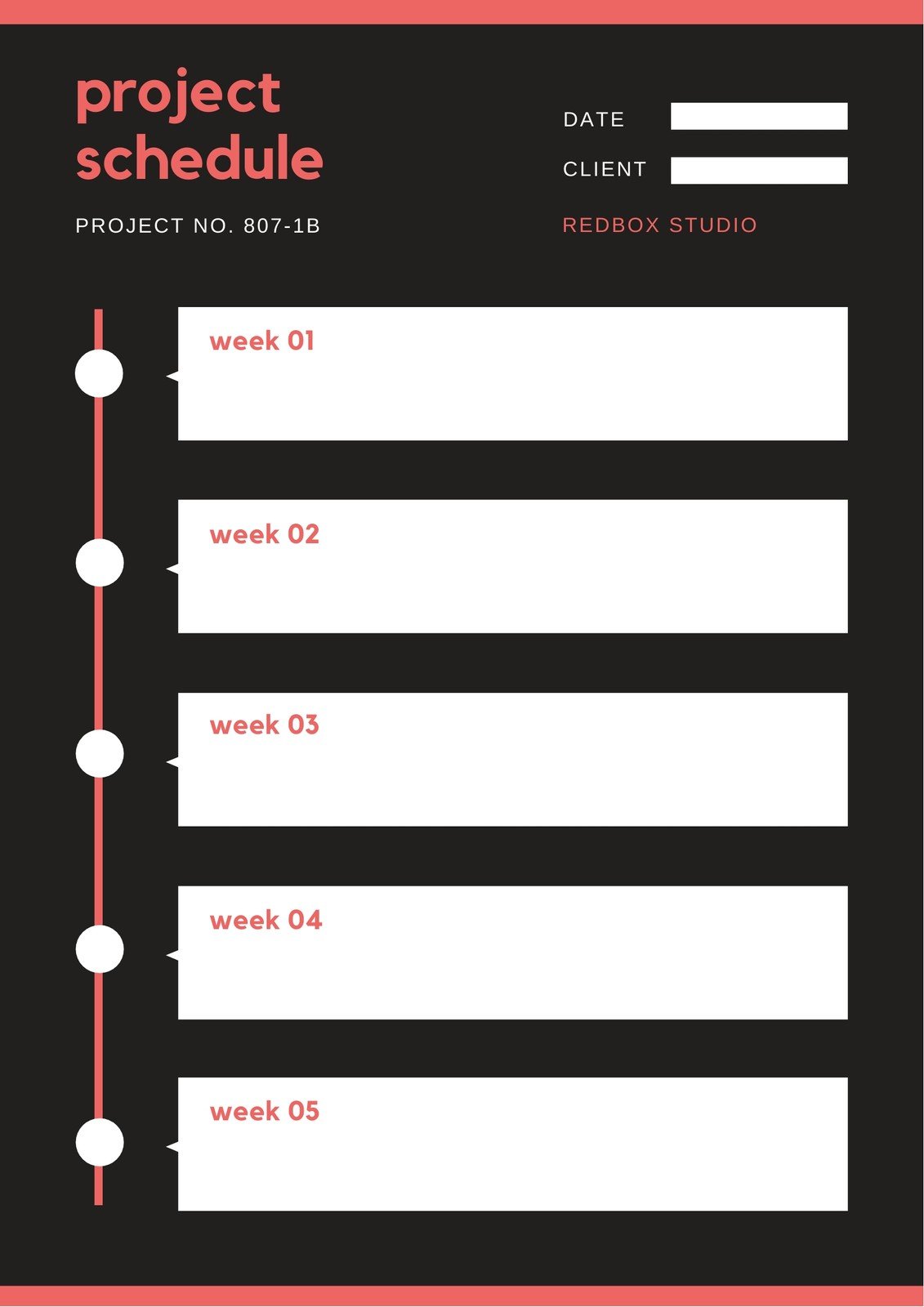 Red Black Modern Timeline Project Schedule Planner