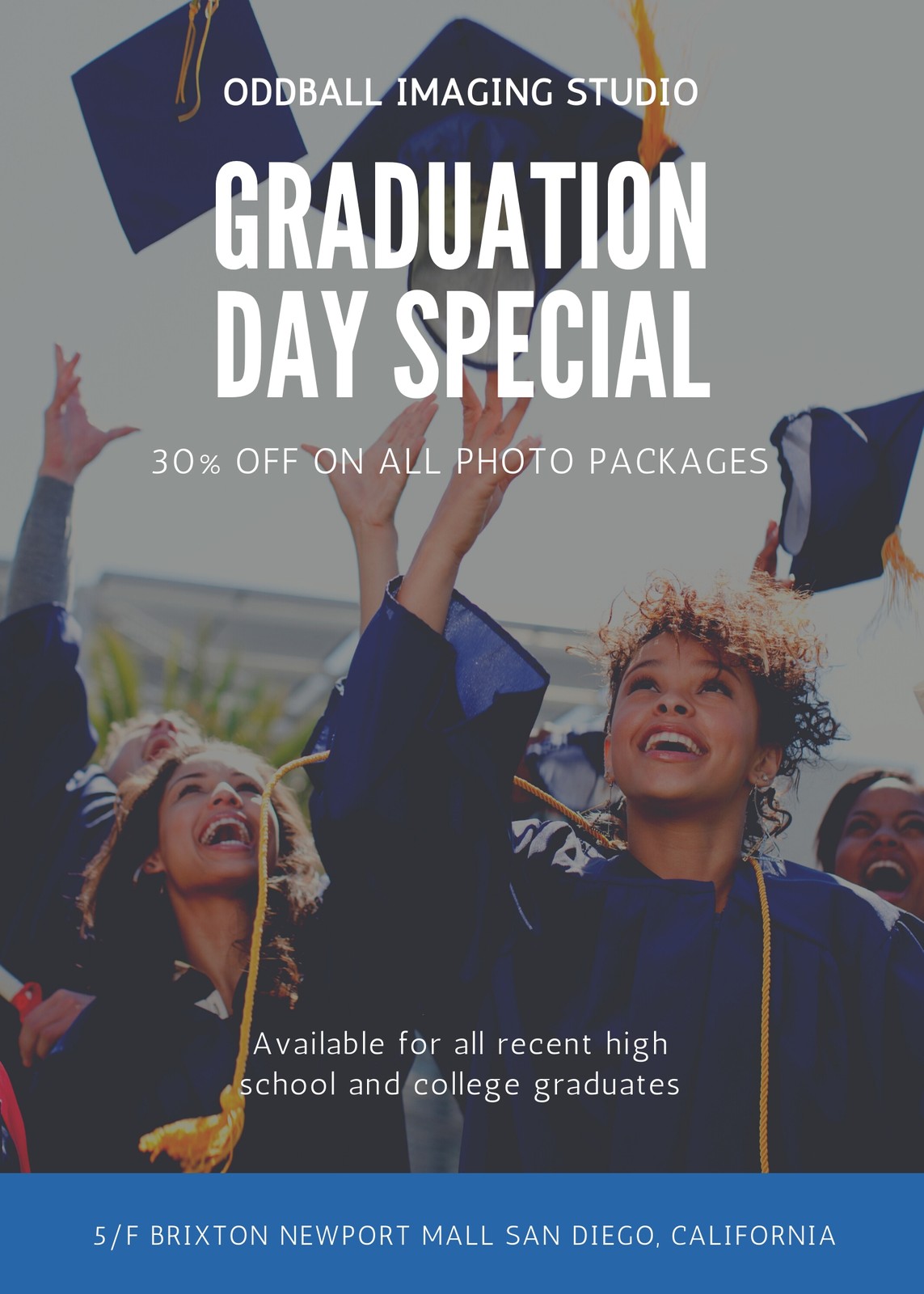 Blue Graduation Photo Advertising Flyer