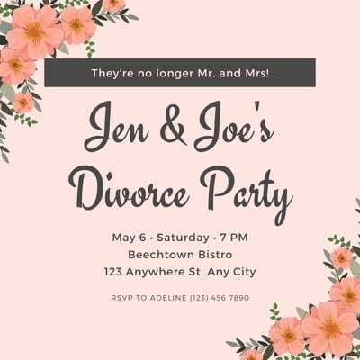 Free custom printable divorce party invitation templates | Canva