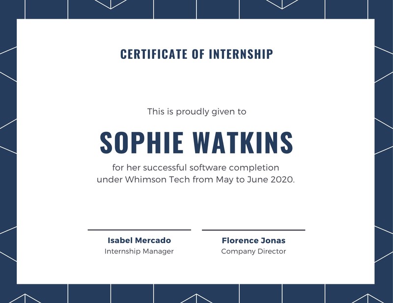 Summer Internship Certificate