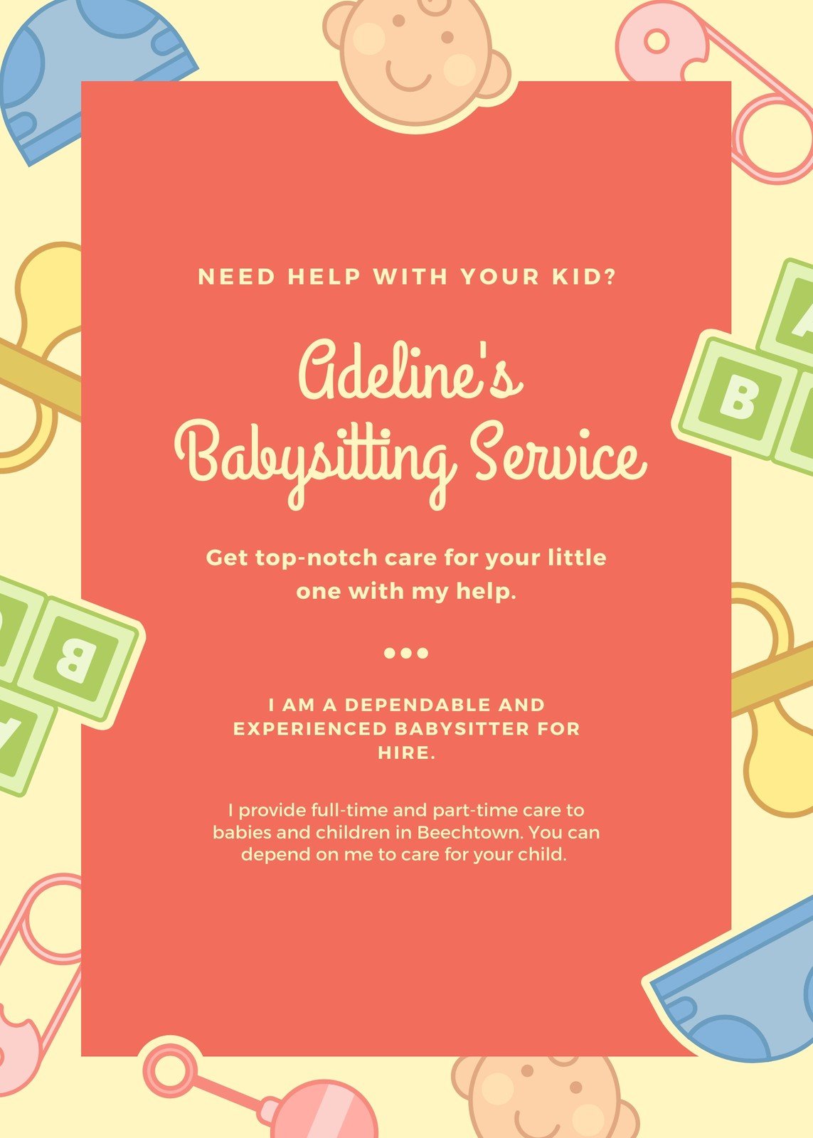 23+ Free custom printable babysitting flyer templates  Canva Throughout Babysitter Flyer Template