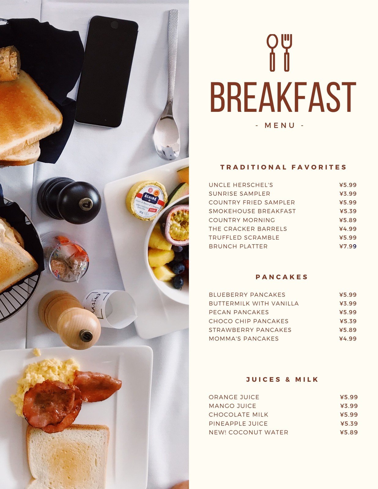 breakfast menu background design