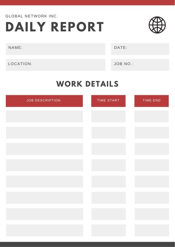 Daily Job Report Template Master Template