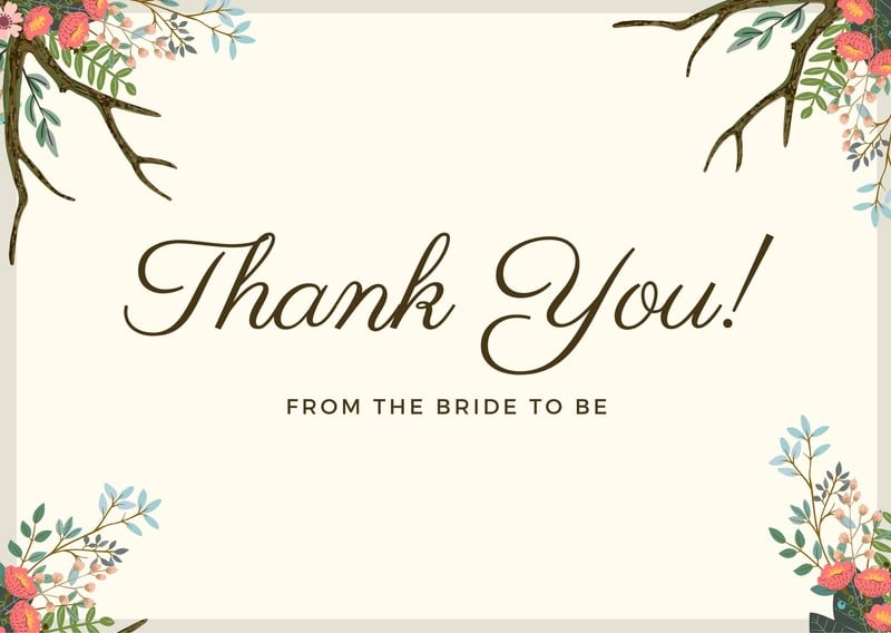 Customize 28+ Bridal Shower Thank You Cards Templates Online Canva
