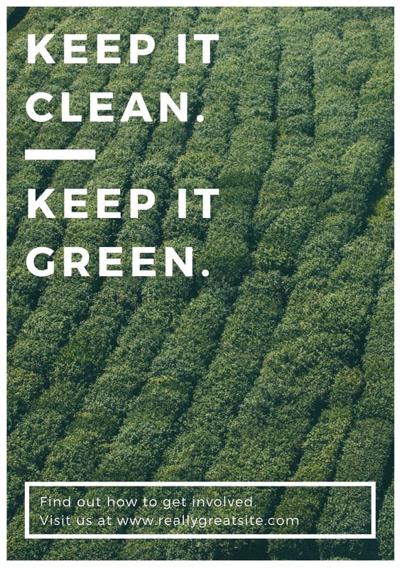 White and Green Photo Environmental Campaign Poster - Templates by Canva