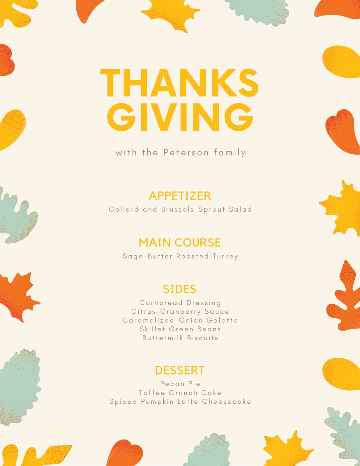 Free printable, customizable Thanksgiving menu templates | Canva