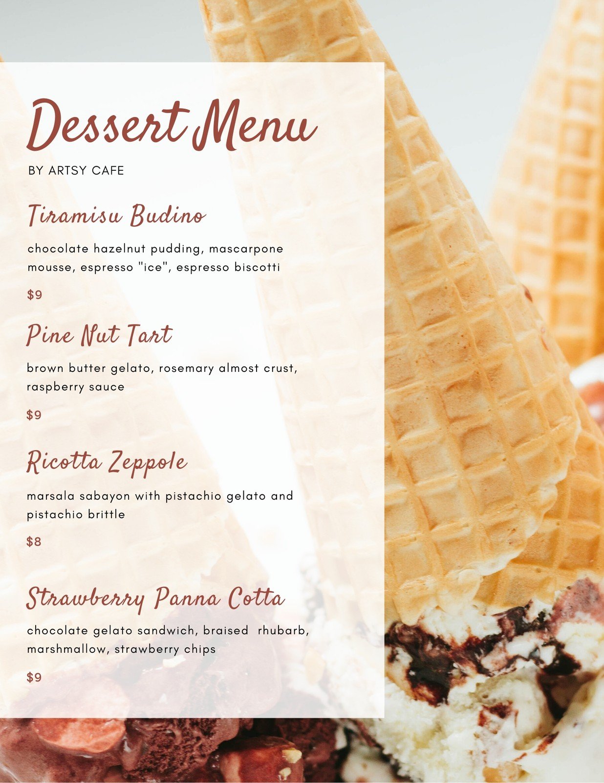Free printable, customizable ice cream menu templates Canva