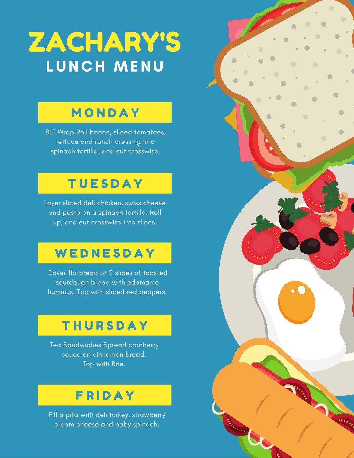 Page 21 - Free printable, customizable lunch menu templates  Canva Throughout School Lunch Menu Template