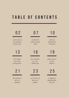 Table Of Contents Template Doc from marketplace.canva.com