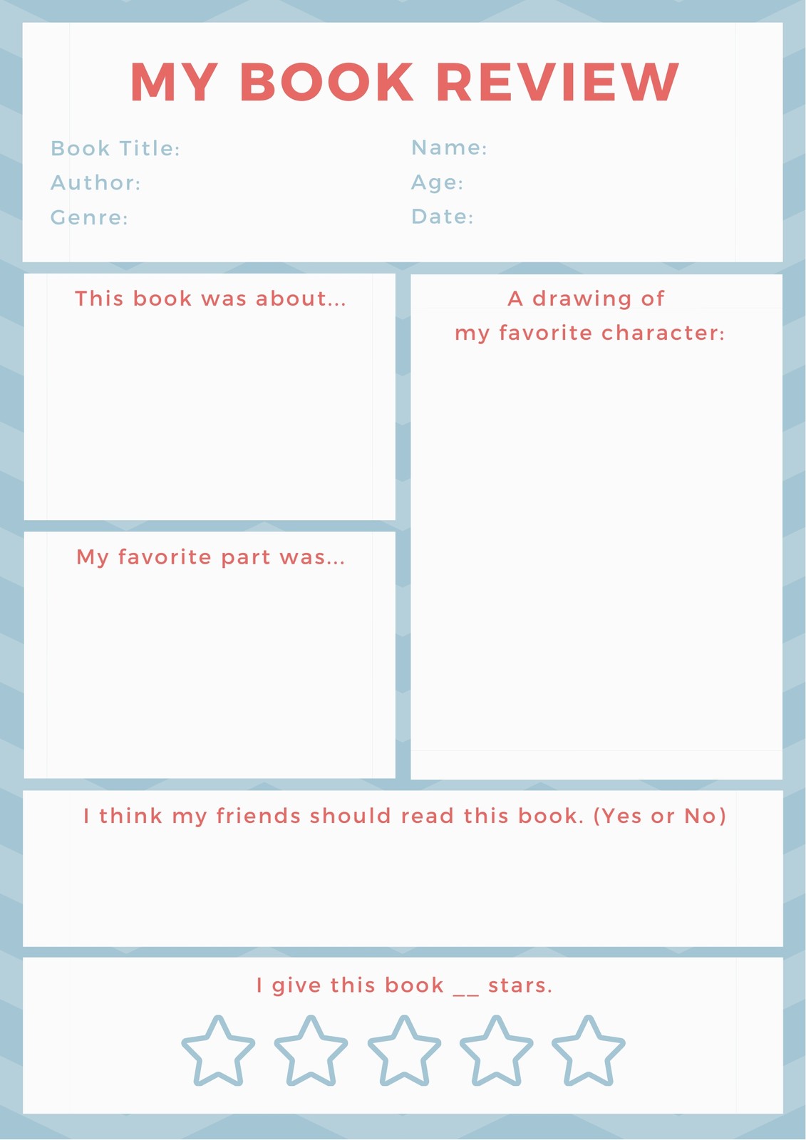 Blue And Red Preschool Book Review Worksheet Templates By Canva