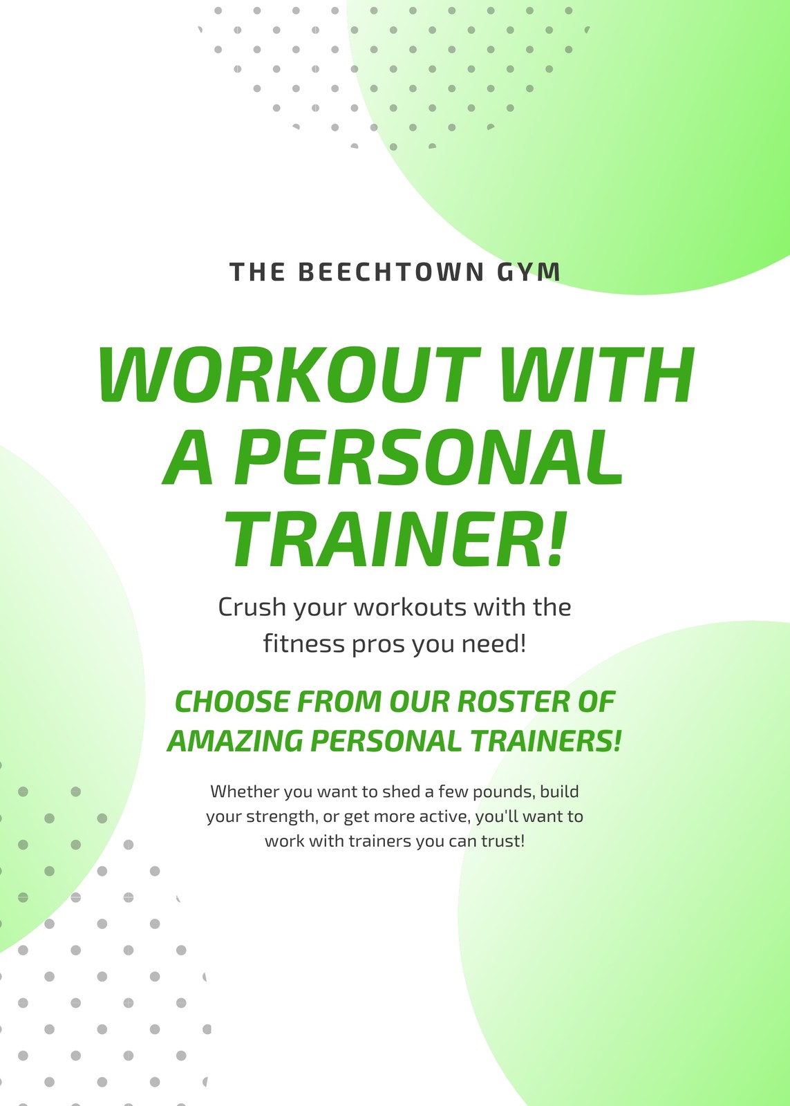 Green Gradient Circles Personal Trainer Flyer