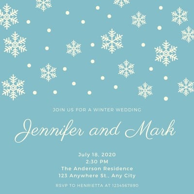 Free custom printable winter wedding invitation templates | Canva