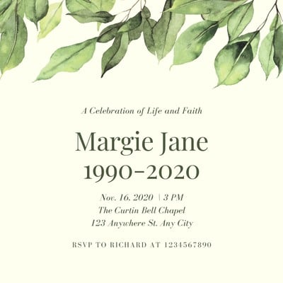 Customize 26 Funeral Invitations Templates Online Canva
