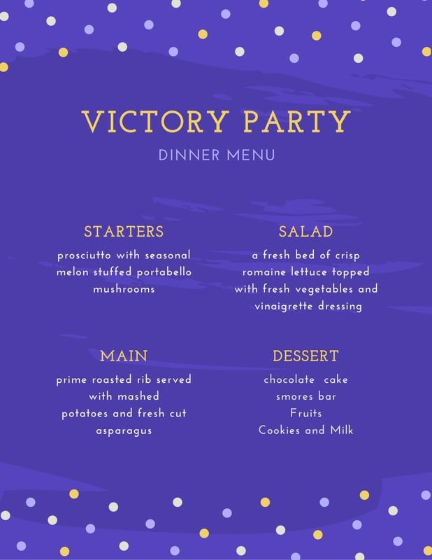 Free printable and customizable dinner party menu templates Canva