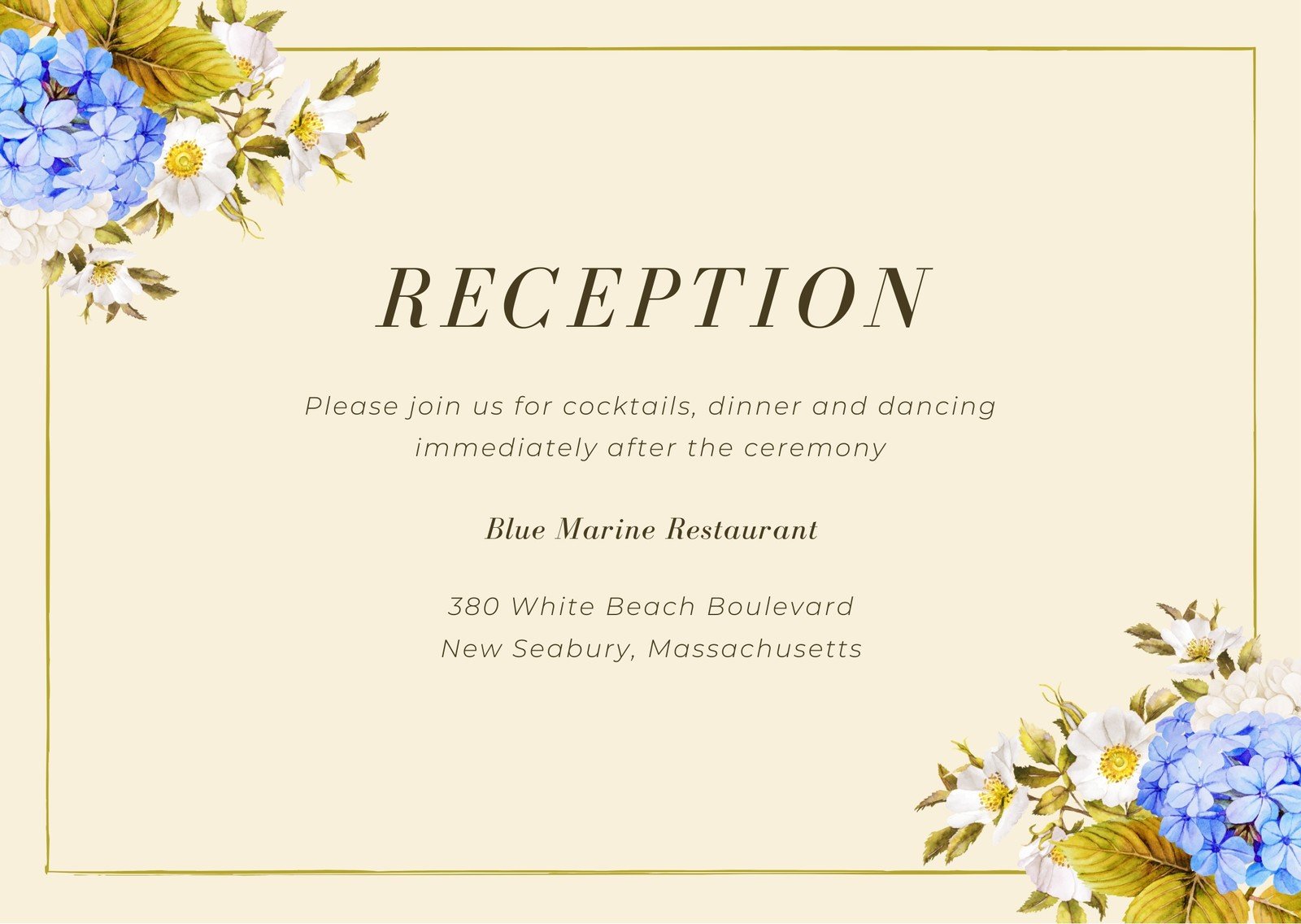 Reception Cards Template Free