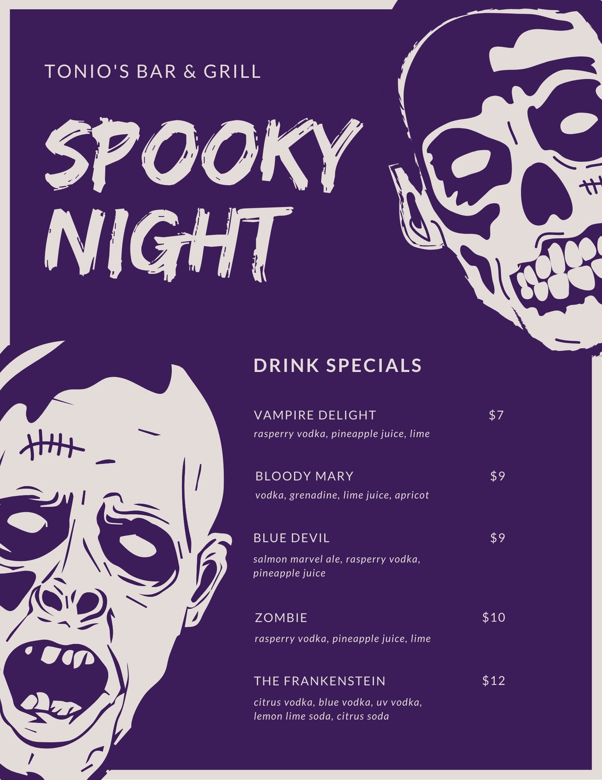 Free, printable, customizable Halloween menu templates | Canva