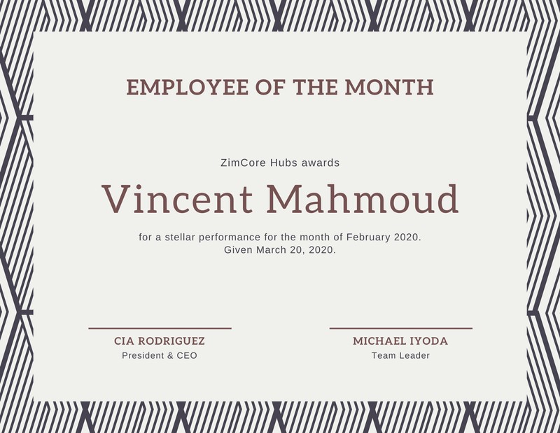 Employee Of The Month Certificate Free Well Designed Templates