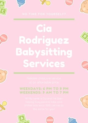 Free Babysitting Flyer Template from marketplace.canva.com